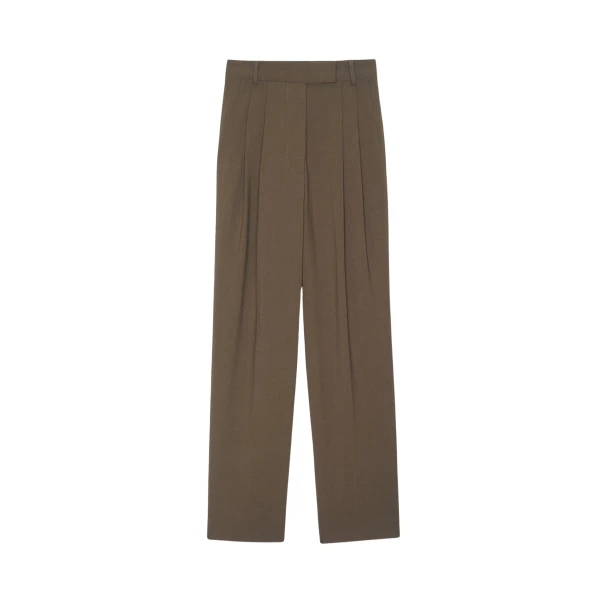 The Frankie Shop Bea Suit Pants - Chocolate - Oversized Minimalist Pants in Beige - Shop at Luxury Shoes 