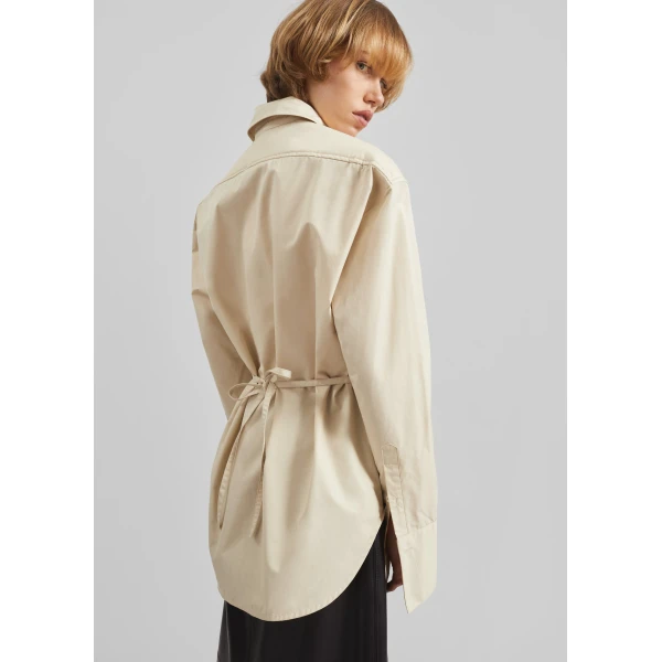 The Frankie Shop Bec Padded Shirt - Beige - Oversized Minimalist Tops in Beige - Shop at Luxury Shoes 