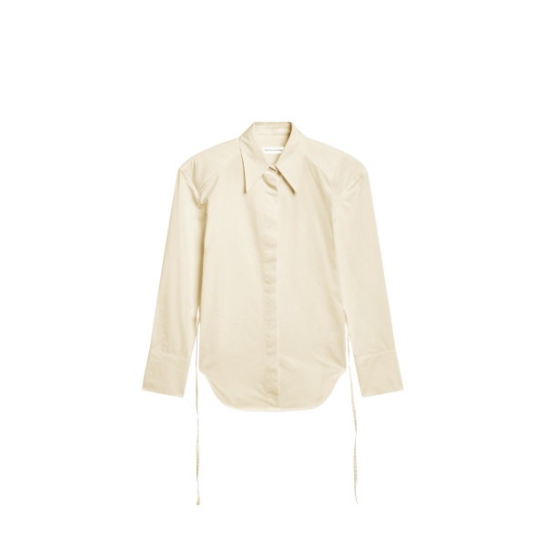 The Frankie Shop Bec Padded Shirt - Beige - Oversized Minimalist Tops in Beige - Shop at Luxury Shoes 