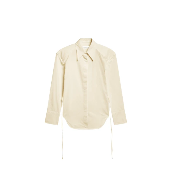 The Frankie Shop Bec Padded Shirt - Beige - Oversized Minimalist Tops in Beige - Shop at Luxury Shoes 