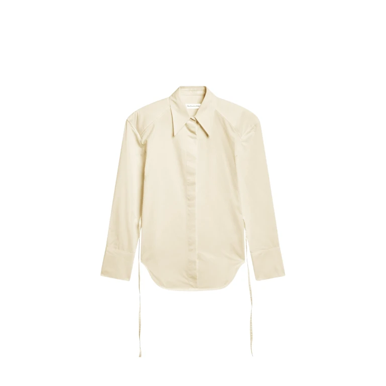 The Frankie Shop Bec Padded Shirt - Beige - Oversized Minimalist Tops in Beige - Shop at Luxury Shoes 