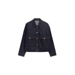 The Frankie Shop Belden Boxy Denim Jacket - Dark Wash - Oversized Minimalist Jackets in Grey - Shop at Luxury Shoes 
