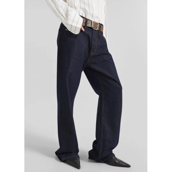 The Frankie Shop Belden Straight Leg Jeans - Dark Wash - Oversized Minimalist Pants in Grey - Shop at Luxury Shoes 