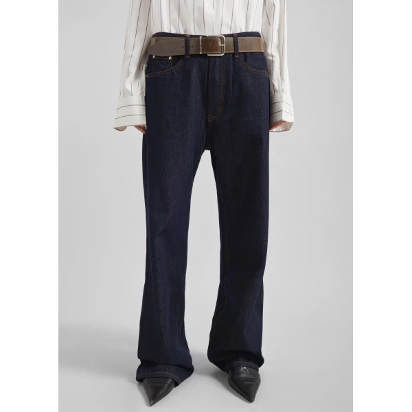 The Frankie Shop Belden Straight Leg Jeans - Dark Wash - Oversized Minimalist Pants in Grey - Shop at Luxury Shoes 