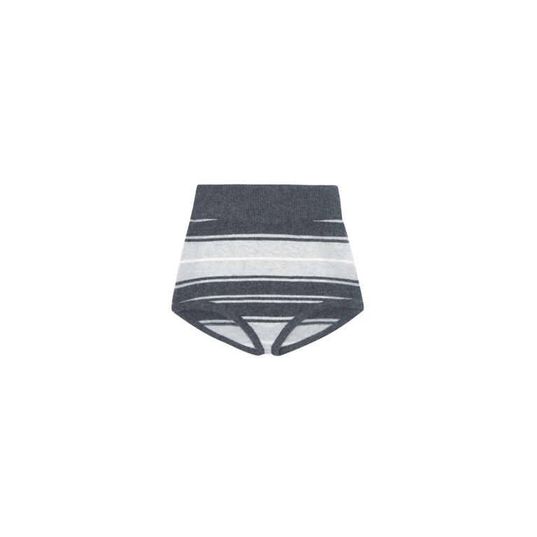 The Frankie Shop Belize Knit Hot Pants - Grey Stripe - Oversized Minimalist Shorts in Multicolour - Shop at Luxury Shoes 