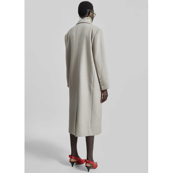 The Frankie Shop Bellace Wool Coat - Taupe - Oversized Minimalist Coats in Beige - Shop at Luxury Shoes 