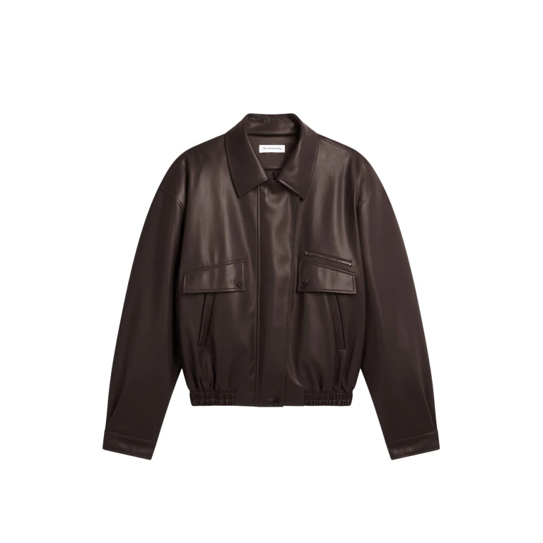 The Frankie Shop Belmont Faux Leather Jacket - Brown - Oversized Minimalist Jackets in Beige - Shop at Luxury Shoes 