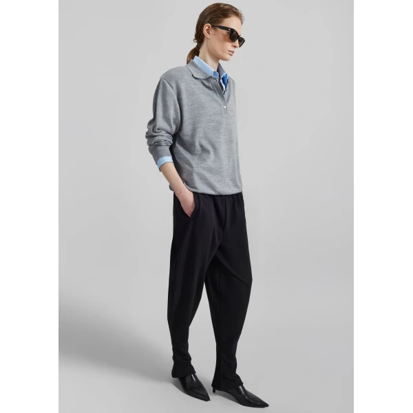The Frankie Shop Bercy Curved Jersey Joggers - Black - Oversized Minimalist Pants in Black - Shop at Luxury Shoes 