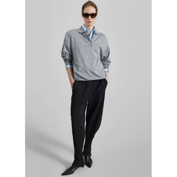 The Frankie Shop Bercy Curved Jersey Joggers - Black - Oversized Minimalist Pants in Black - Shop at Luxury Shoes 
