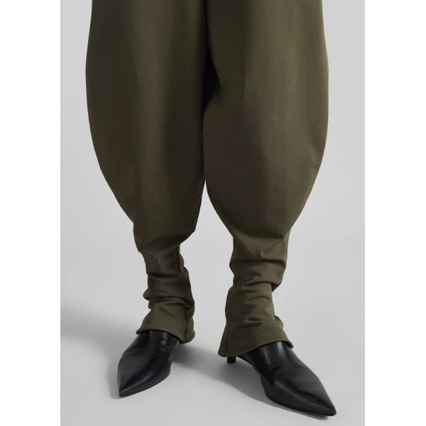 The Frankie Shop Bercy Curved Jersey Joggers - Olive - Oversized Minimalist Pants in Green - Shop at Luxury Shoes 