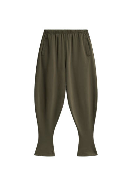 The Frankie Shop Bercy Curved Jersey Joggers - Olive - Oversized Minimalist Pants in Green - Shop at Luxury Shoes 