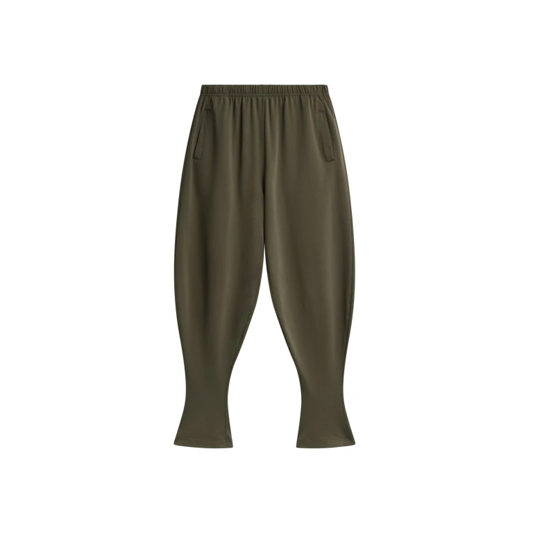The Frankie Shop Bercy Curved Jersey Joggers - Olive - Oversized Minimalist Pants in Green - Shop at Luxury Shoes 