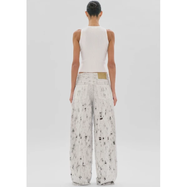 The Frankie Shop Bethany Bull Destroy Jeans - Wind Grey - Oversized Minimalist Pants in Grey - Shop at Luxury Shoes 