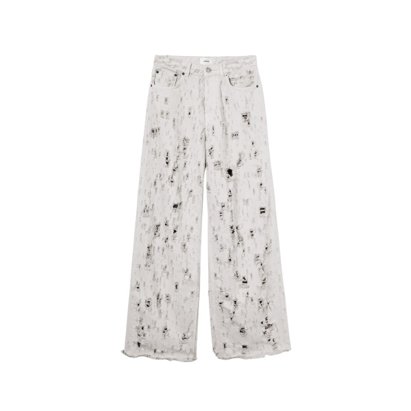 The Frankie Shop Bethany Bull Destroy Jeans - Wind Grey - Oversized Minimalist Pants in Grey - Shop at Luxury Shoes 