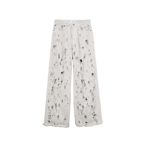 The Frankie Shop Bethany Bull Destroy Jeans - Wind Grey - Oversized Minimalist Pants in Grey - Shop at Luxury Shoes 