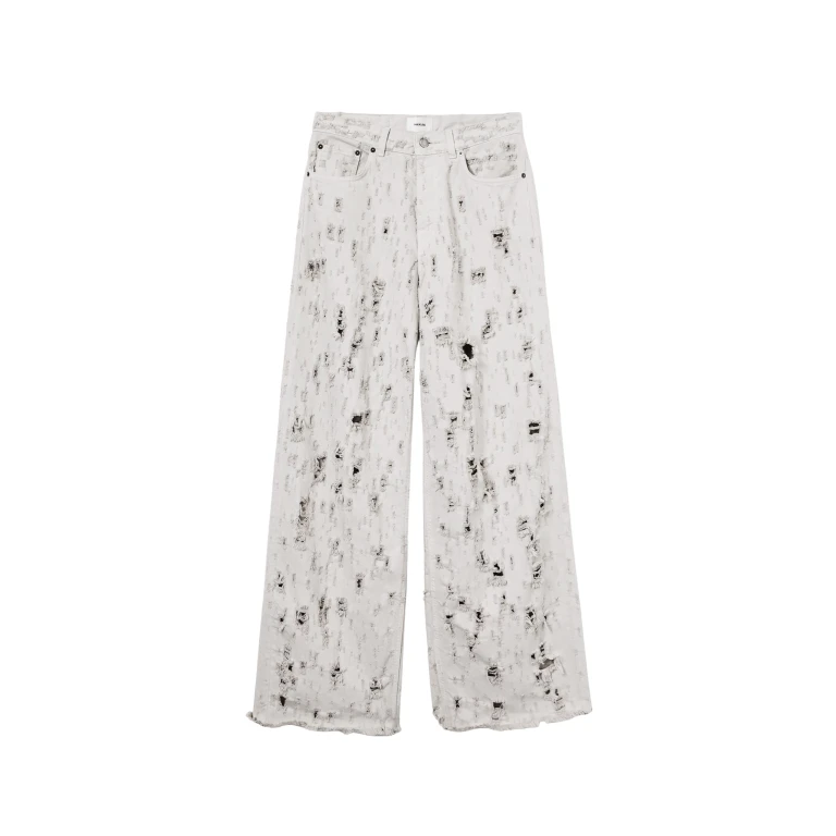 The Frankie Shop Bethany Bull Destroy Jeans - Wind Grey - Oversized Minimalist Pants in Grey - Shop at Luxury Shoes 