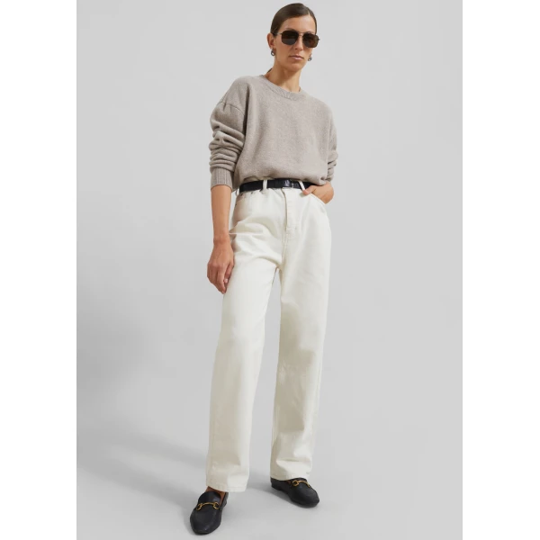 The Frankie Shop Bexley Jeans - Cream - Oversized Minimalist Pants in White - Shop at Luxury Shoes 
