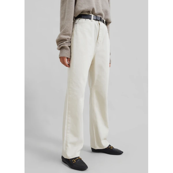 The Frankie Shop Bexley Jeans - Cream - Oversized Minimalist Pants in White - Shop at Luxury Shoes 