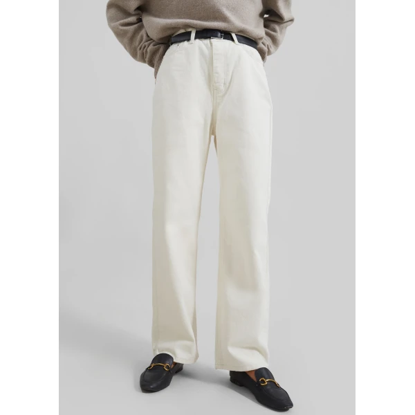 The Frankie Shop Bexley Jeans - Cream - Oversized Minimalist Pants in White - Shop at Luxury Shoes 