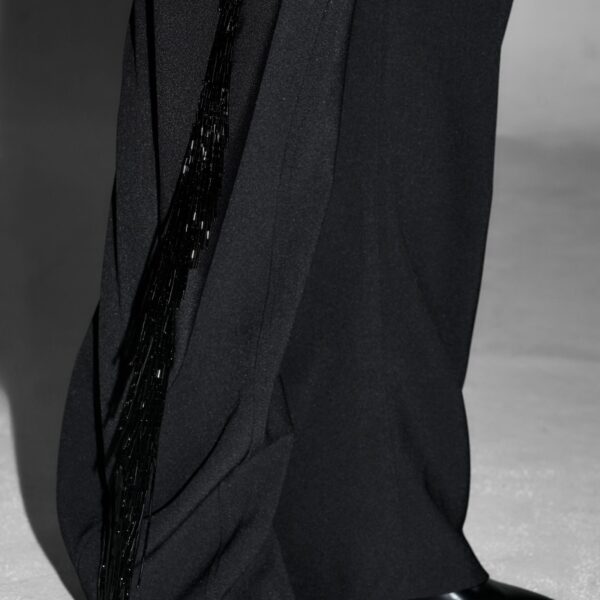The Frankie Shop Bianca Fringed Barrel Leg Pants – Black, view 5