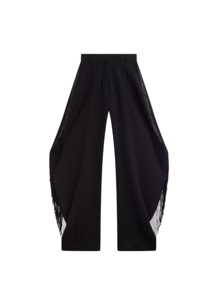 The Frankie Shop Bianca Fringed Barrel Leg Pants - Black - Oversized Minimalist Pants in Black - Shop at Luxury Shoes 