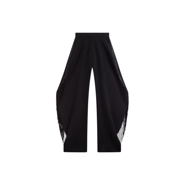 The Frankie Shop Bianca Fringed Barrel Leg Pants - Black - Oversized Minimalist Pants in Black - Shop at Luxury Shoes 