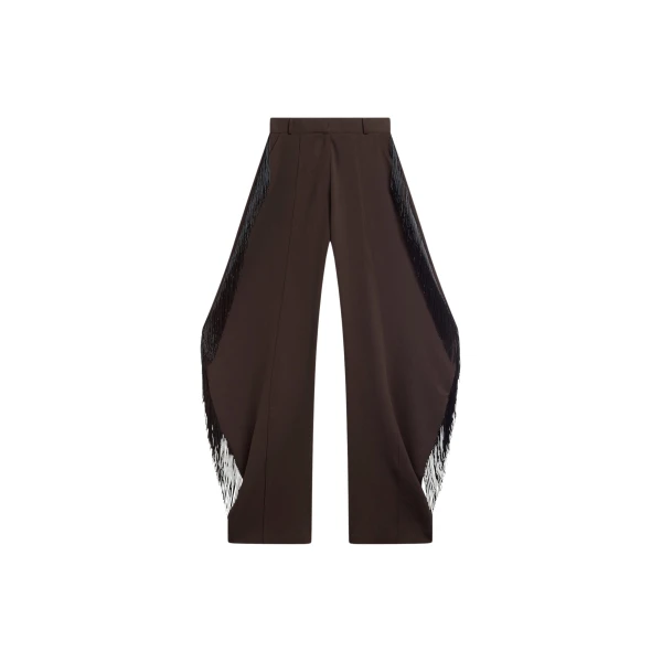 The Frankie Shop Bianca Fringed Barrel Leg Pants - Brown - Oversized Minimalist Pants in Beige - Shop at Luxury Shoes 