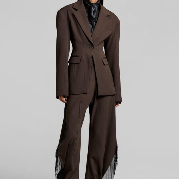 The Frankie Shop Bianca Hourglass Blazer – Brown, view 3