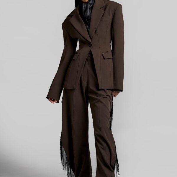 The Frankie Shop Bianca Hourglass Blazer – Brown, view 4