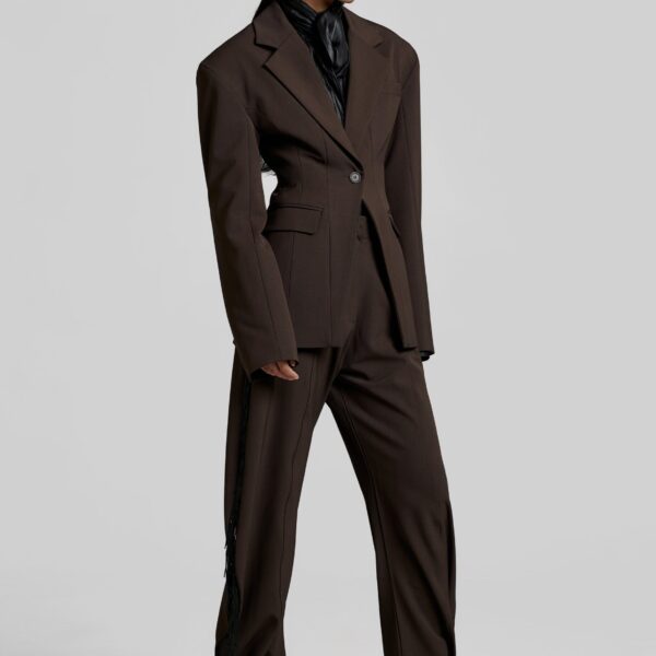 The Frankie Shop Bianca Hourglass Blazer – Brown, view 5