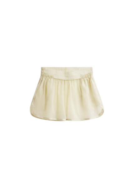 The Frankie Shop Bicos Sheer Mini Track Shorts - Pale Yellow - Oversized Minimalist Shorts in Yellow - Shop at Luxury Shoes 