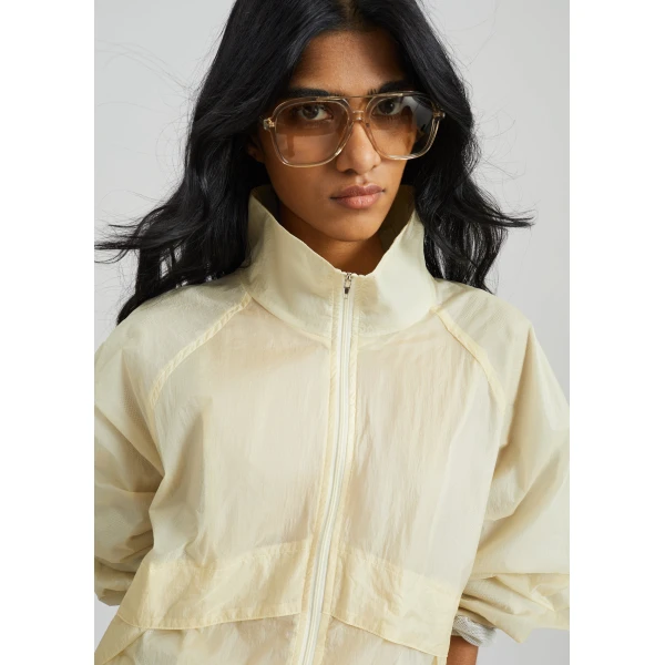 The Frankie Shop Bicos Sheer Track Jacket - Pale Yellow - Oversized Minimalist Jackets in Yellow - Shop at Luxury Shoes 