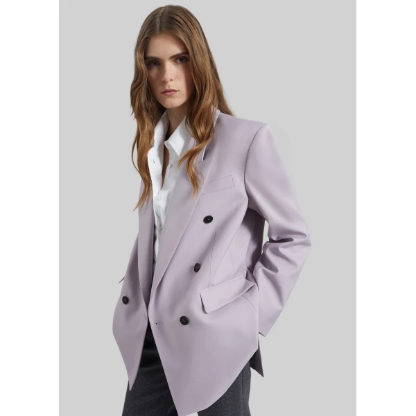 The Frankie Shop Bielsa Double Breasted Blazer - Lavender - Oversized Minimalist Jackets in Purple - Shop at Luxury Shoes 