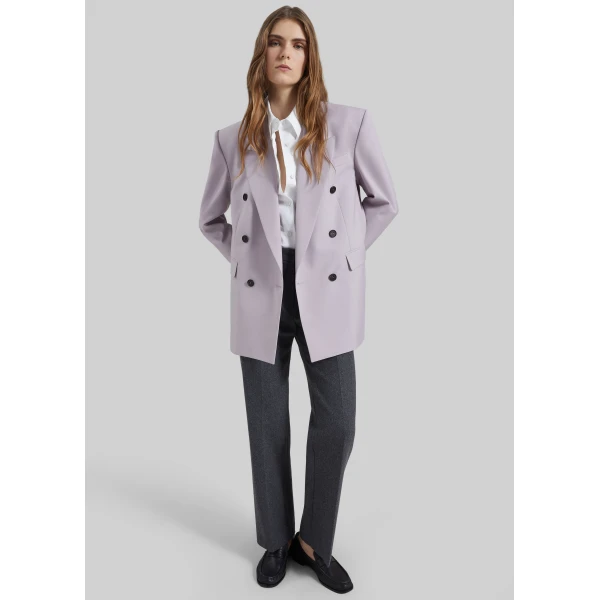 The Frankie Shop Bielsa Double Breasted Blazer - Lavender - Oversized Minimalist Jackets in Purple - Shop at Luxury Shoes 