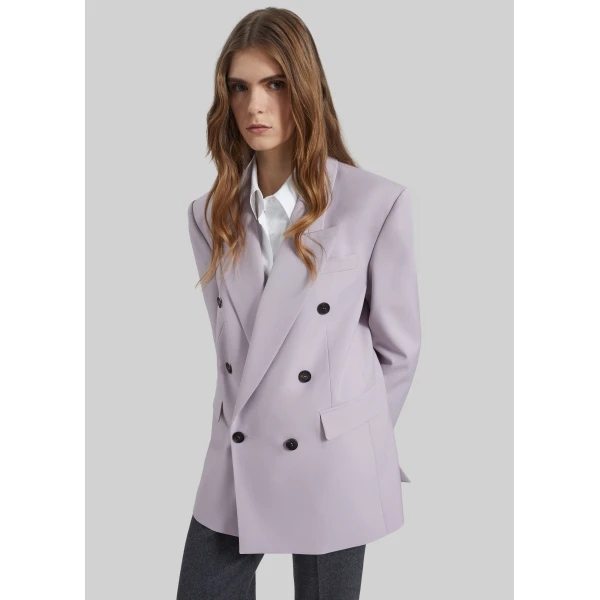 The Frankie Shop Bielsa Double Breasted Blazer - Lavender - Oversized Minimalist Jackets in Purple - Shop at Luxury Shoes 