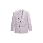 The Frankie Shop Bielsa Double Breasted Blazer - Lavender - Oversized Minimalist Jackets in Purple - Shop at Luxury Shoes 