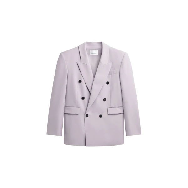 The Frankie Shop Bielsa Double Breasted Blazer - Lavender - Oversized Minimalist Jackets in Purple - Shop at Luxury Shoes 