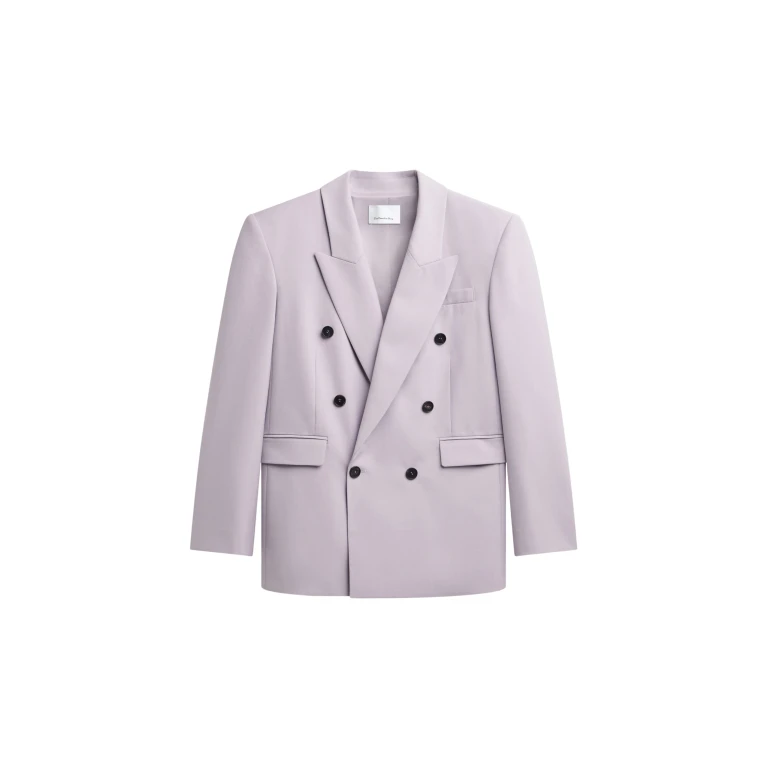 The Frankie Shop Bielsa Double Breasted Blazer - Lavender - Oversized Minimalist Jackets in Purple - Shop at Luxury Shoes 