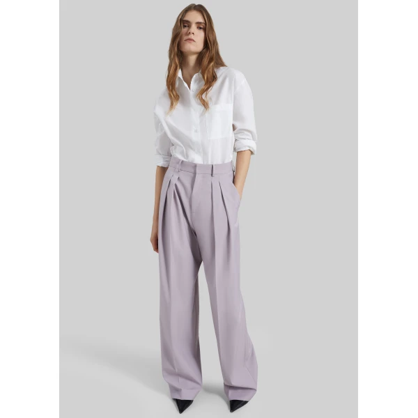 The Frankie Shop Bielsa Pleated Trousers - Lavender - Oversized Minimalist Pants in Purple - Shop at Luxury Shoes 