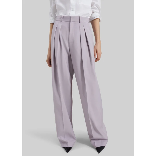 The Frankie Shop Bielsa Pleated Trousers - Lavender - Oversized Minimalist Pants in Purple - Shop at Luxury Shoes 