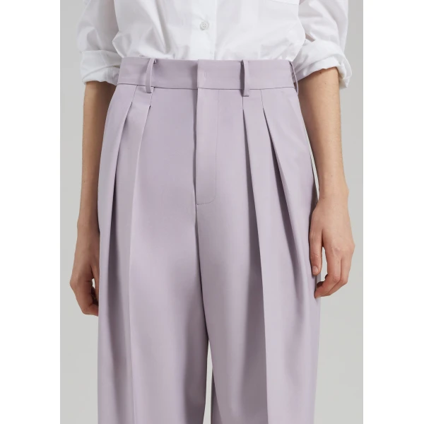 The Frankie Shop Bielsa Pleated Trousers - Lavender - Oversized Minimalist Pants in Purple - Shop at Luxury Shoes 