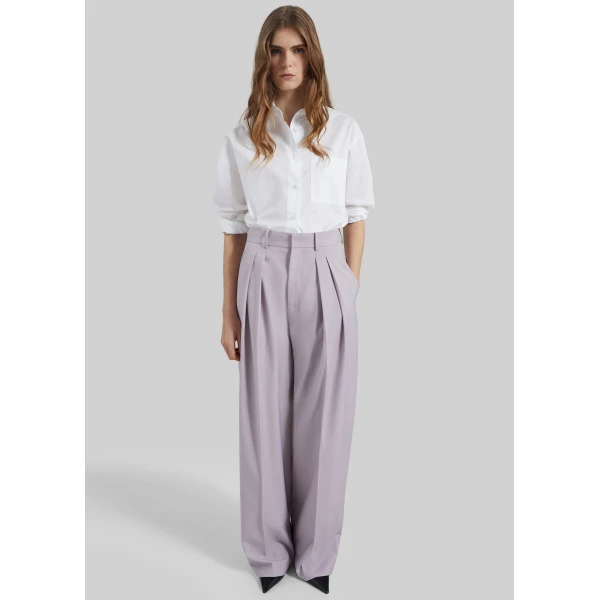 The Frankie Shop Bielsa Pleated Trousers - Lavender - Oversized Minimalist Pants in Purple - Shop at Luxury Shoes 