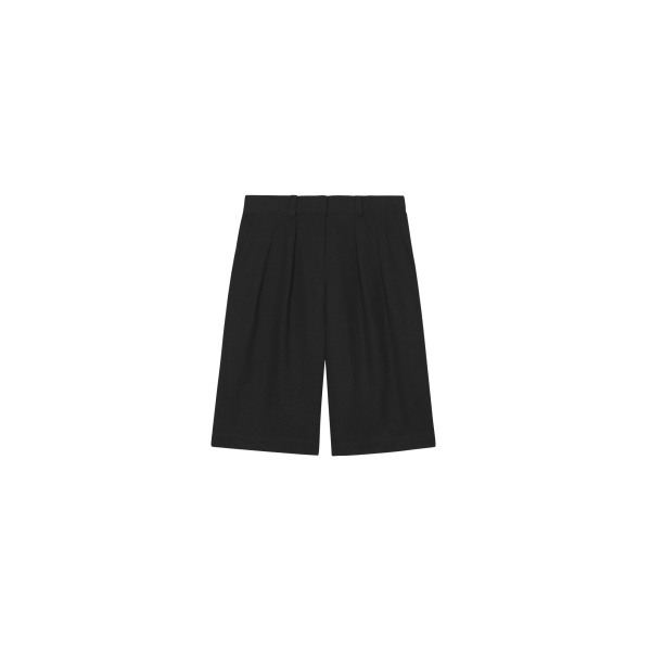 The Frankie Shop Bilbao Pleated Linen Bermuda Shorts - Black - Oversized Minimalist Shorts in Black - Shop at Luxury Shoes 