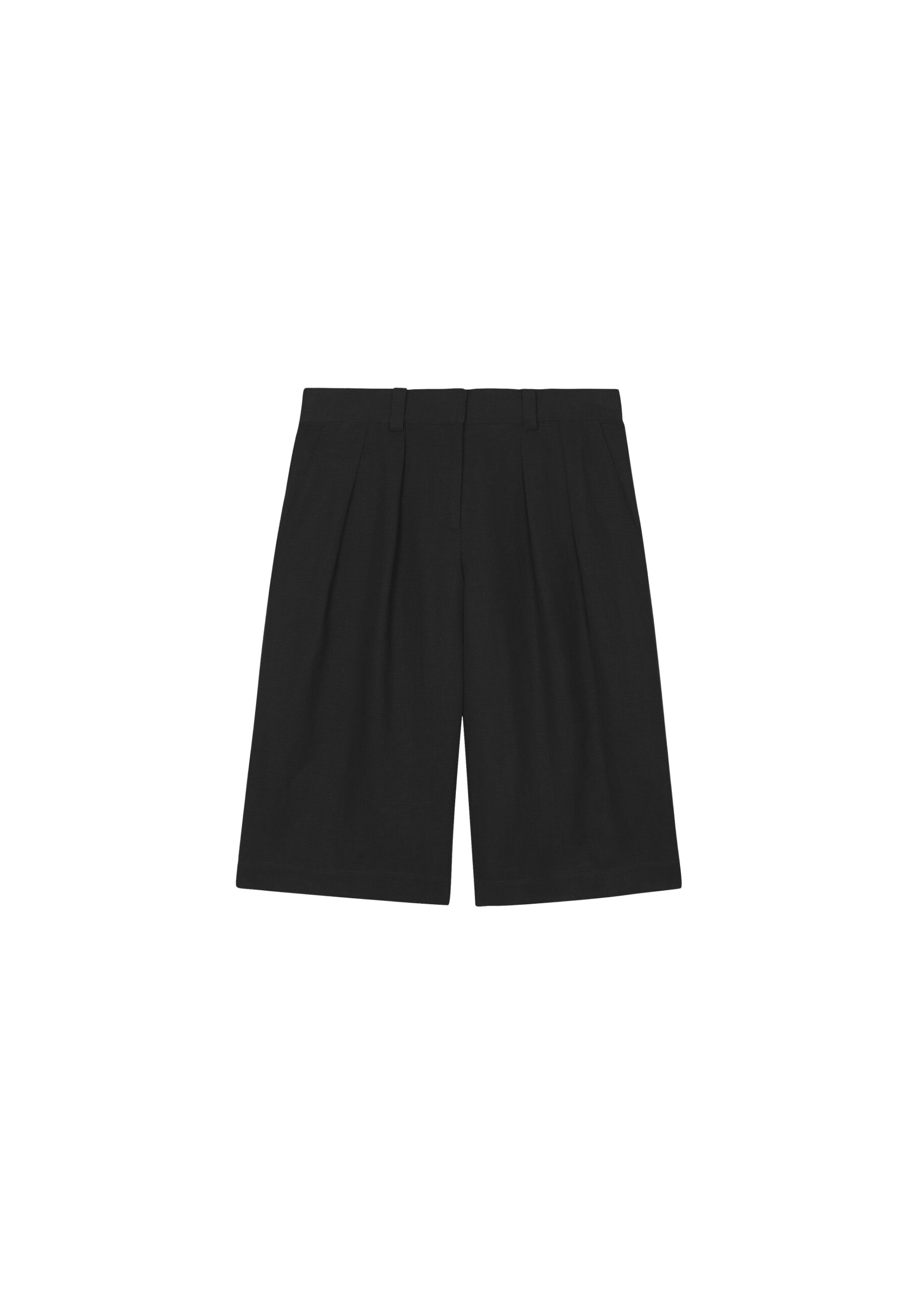 The Frankie Shop Bilbao Pleated Linen Bermuda Shorts – Black