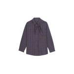 The Frankie Shop Bitry Scarf Shirt - Brown Plaid - Oversized Minimalist Tops in Multicolour - Shop at Luxury Shoes 