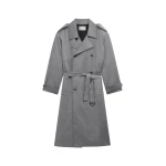 The Frankie Shop Bleecker Trench Coat - Grey Melange - Oversized Minimalist Coats in Grey - Shop at Luxury Shoes 