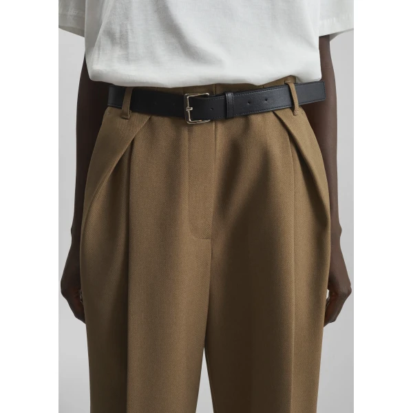 The Frankie Shop Blerick Belted Trousers - Camel - Oversized Minimalist Pants in Beige - Shop at Luxury Shoes 