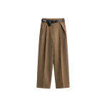 The Frankie Shop Blerick Belted Trousers - Camel - Oversized Minimalist Pants in Beige - Shop at Luxury Shoes 