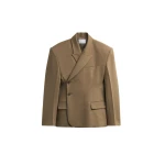 The Frankie Shop Blerick Crossover Blazer - Camel - Oversized Minimalist Jackets in Beige - Shop at Luxury Shoes 