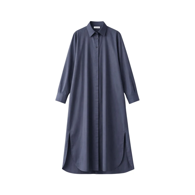 The Frankie Shop Bloom Organic Cotton Shirt Dress - Charcoal - Oversized Minimalist Dresses in Grey - Shop at Luxury Shoes 